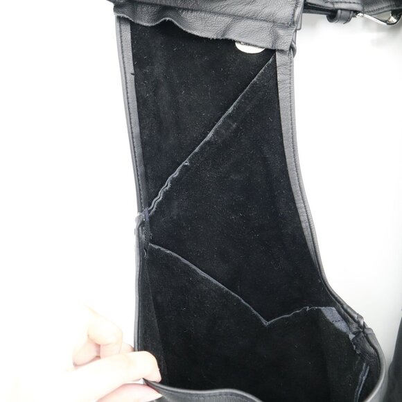 Harley Davidson Leather Motorcycle Chaps Men M Black Edgy Grunge Riding Alt Punk - Picture 9 of 16